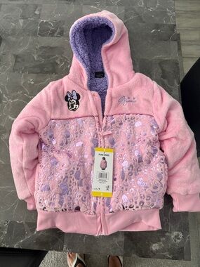 Disney Minnie Mouse Pink & Lavender Sequin Plush Hoodie